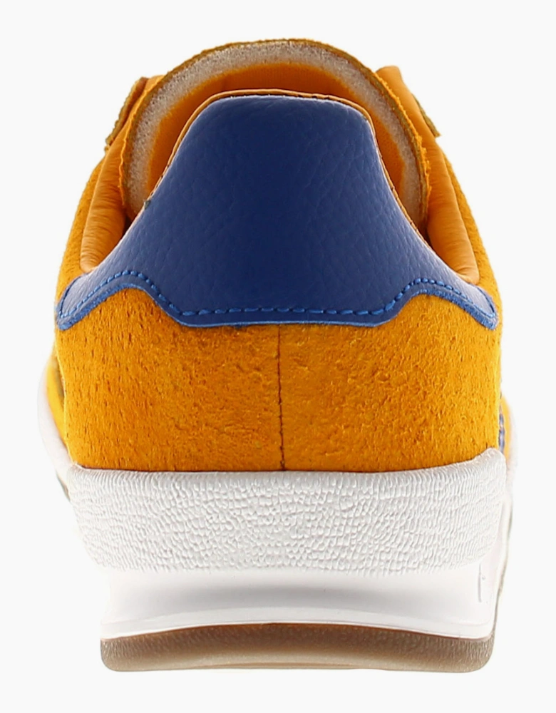 Adidas Originals Mens Trainers Jeans Leather Lace Up gold royal blue UK Size