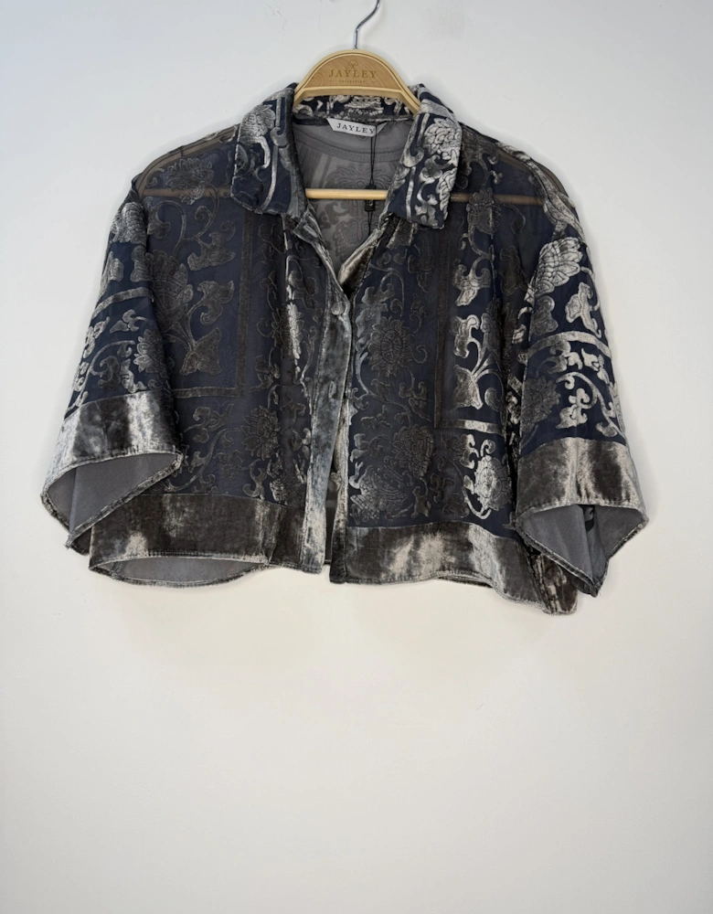 Hand Painted Silk Devore Kimono Top