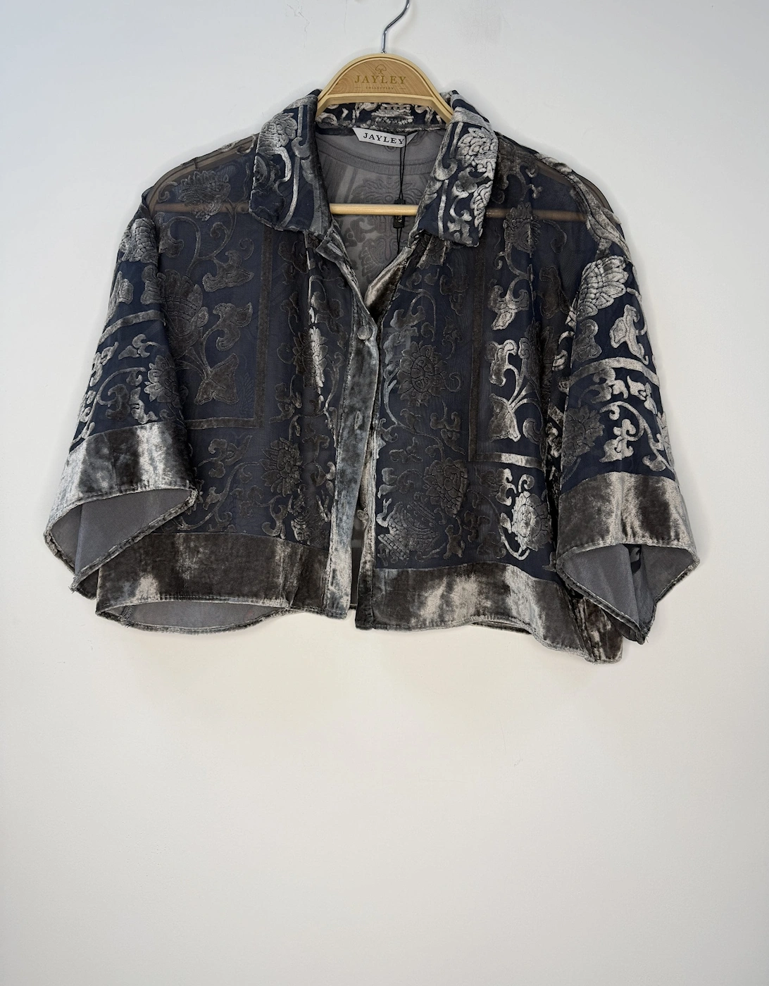 Hand Painted Silk Devore Kimono Top