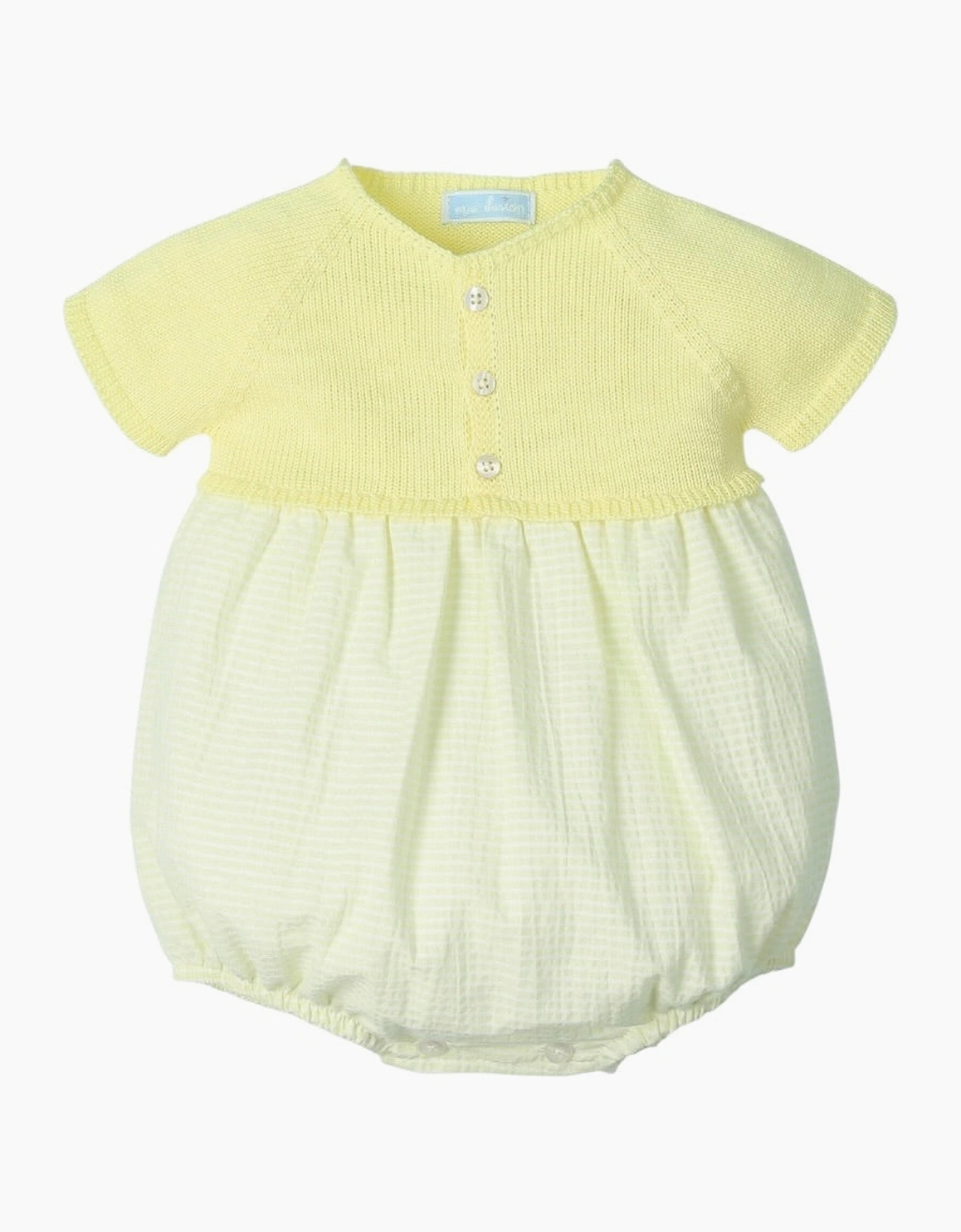 Boys Lemon Yellow Knit Romper, 2 of 1
