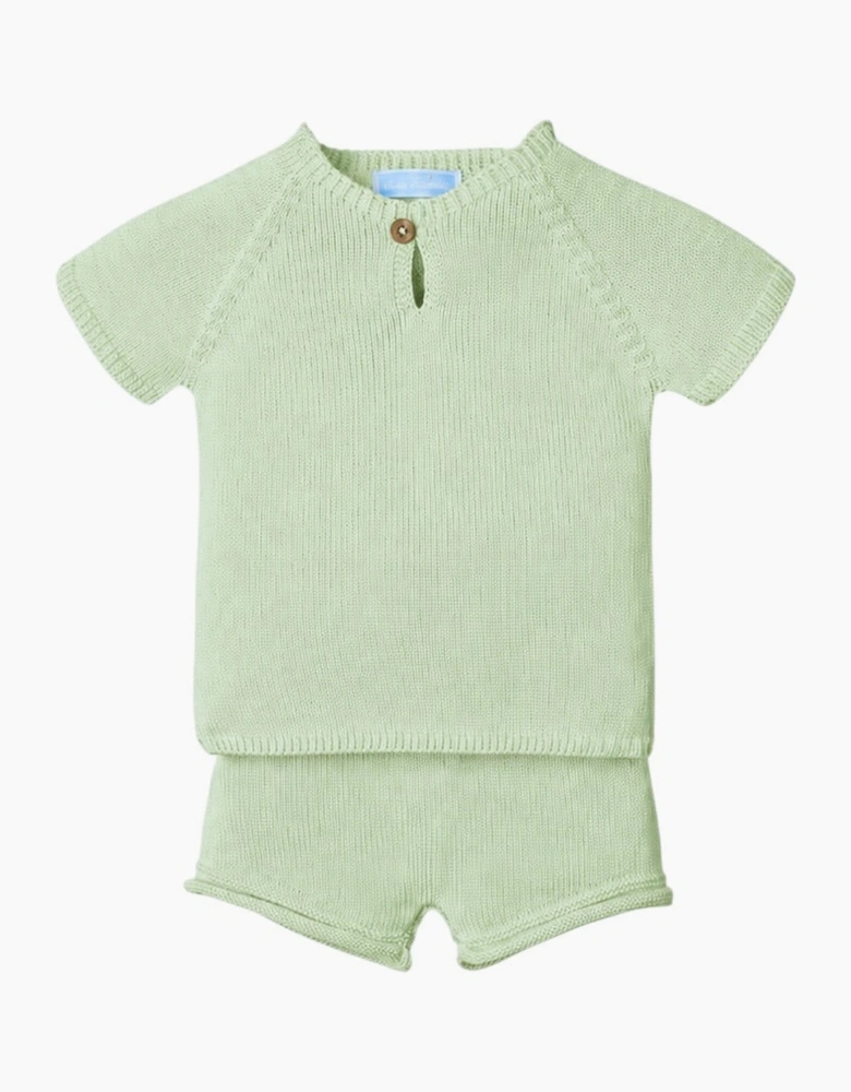 Boys Lime Green Knit Short Set