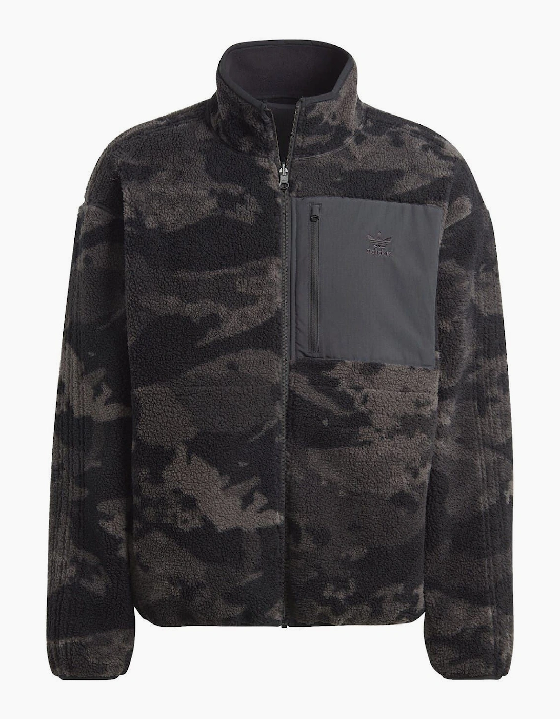 Camo Mock Neck Relaxed Fit Fleece Jacket, 7 of 6