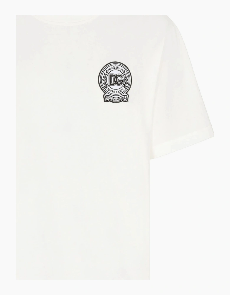 Dolce & Gabbana Roman Numerals Crest Embroidered Logo T-Shirt in White