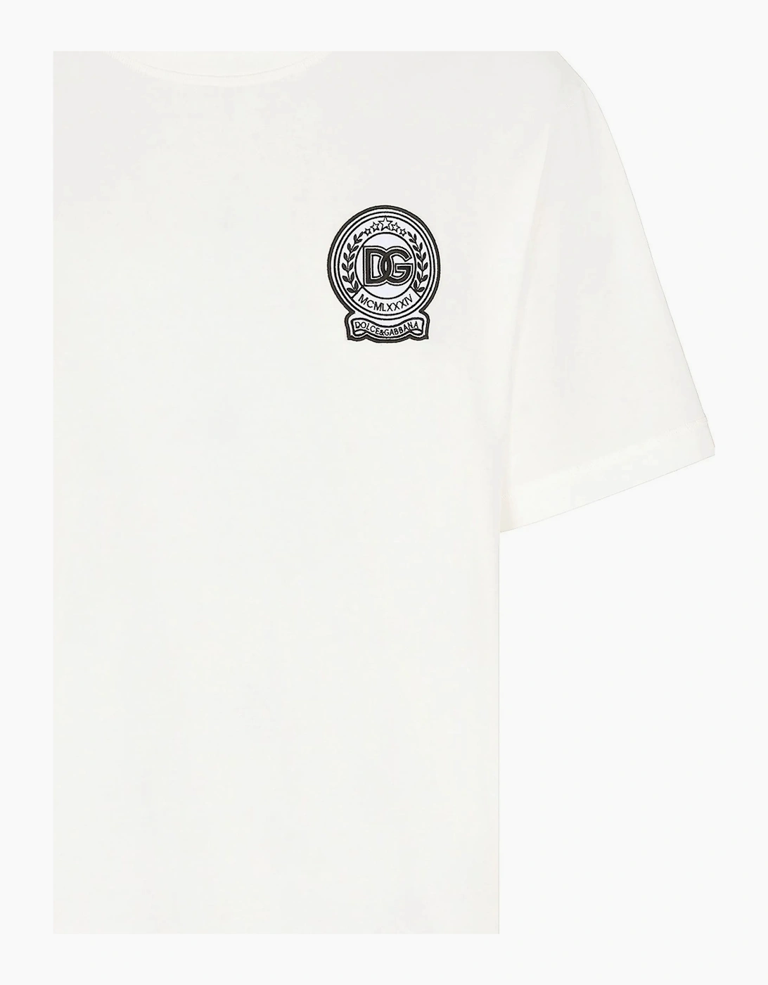 Dolce & Gabbana Roman Numerals Crest Embroidered Logo T-Shirt in White