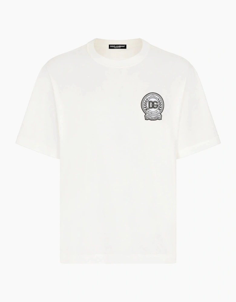 Dolce & Gabbana Roman Numerals Crest Embroidered Logo T-Shirt in White