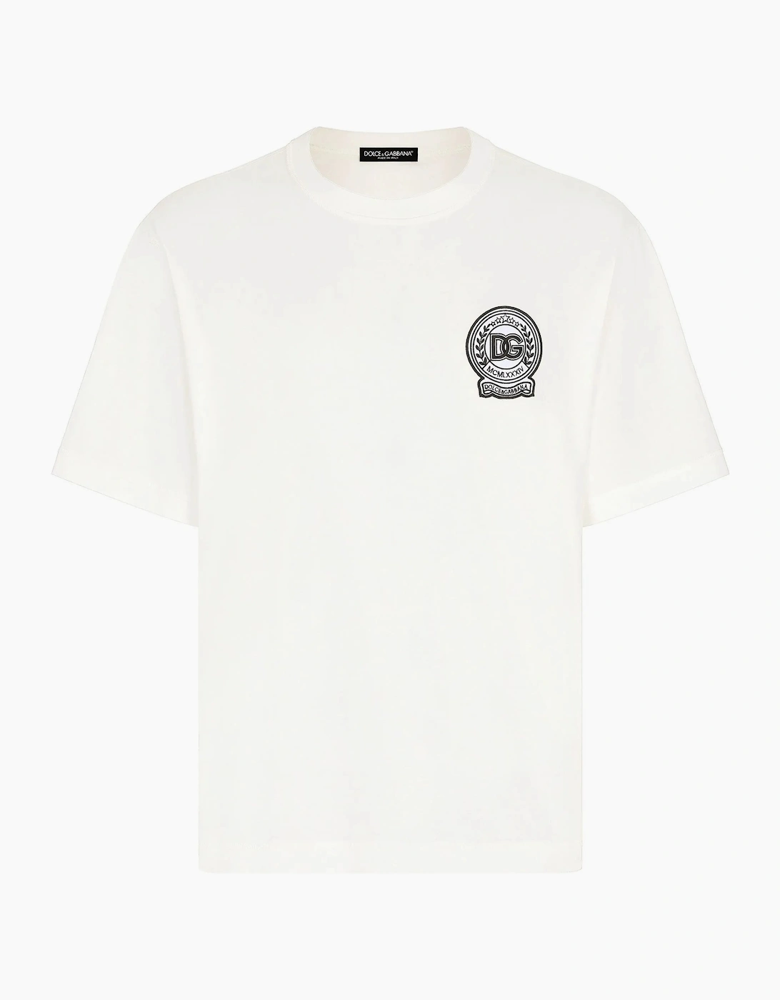 Dolce & Gabbana Roman Numerals Crest Embroidered Logo T-Shirt in White