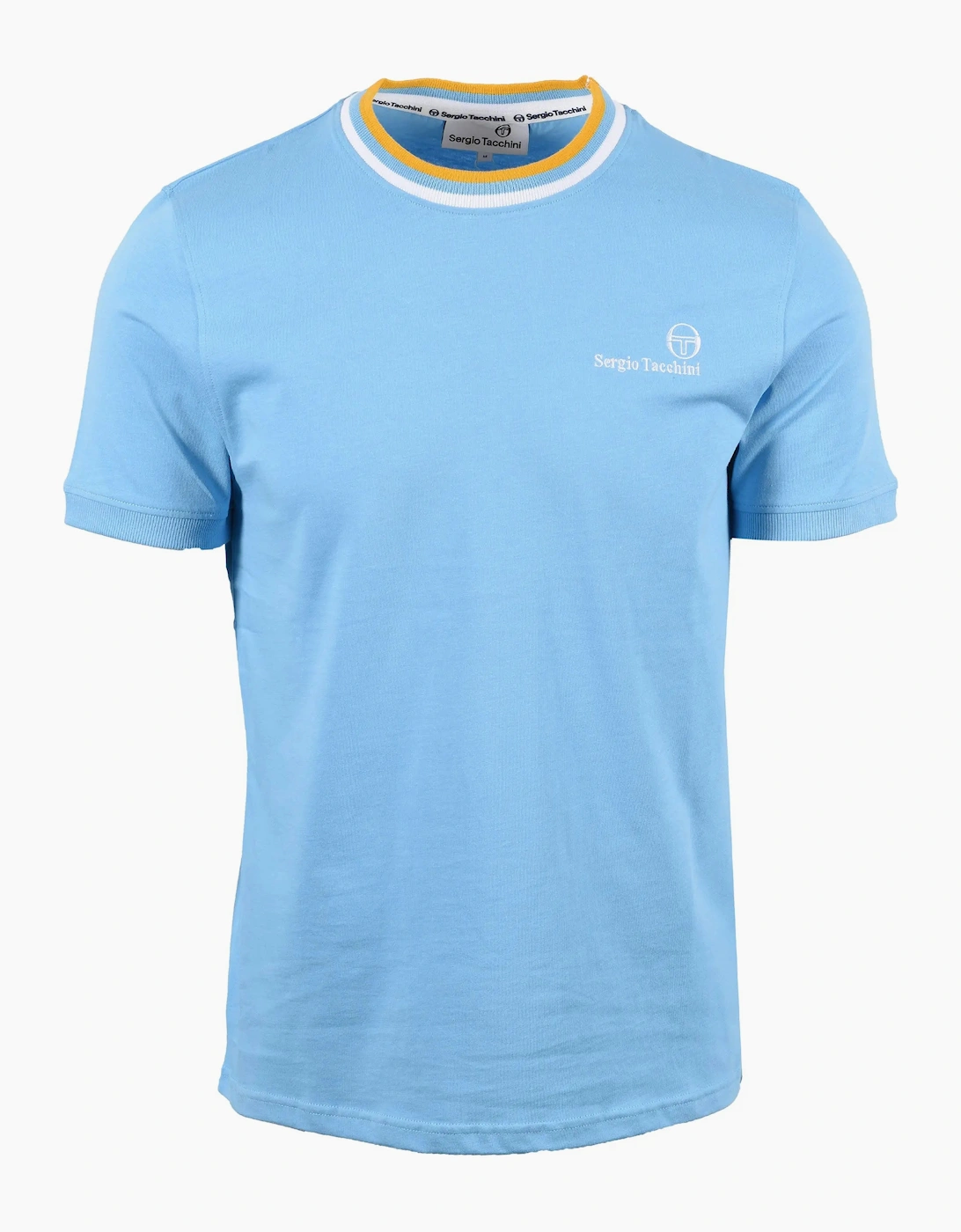 Sergio Tacchini Men's Blue Rainer Fc T-Shirt Baltic Sea/White/Old Gold - Size: 38