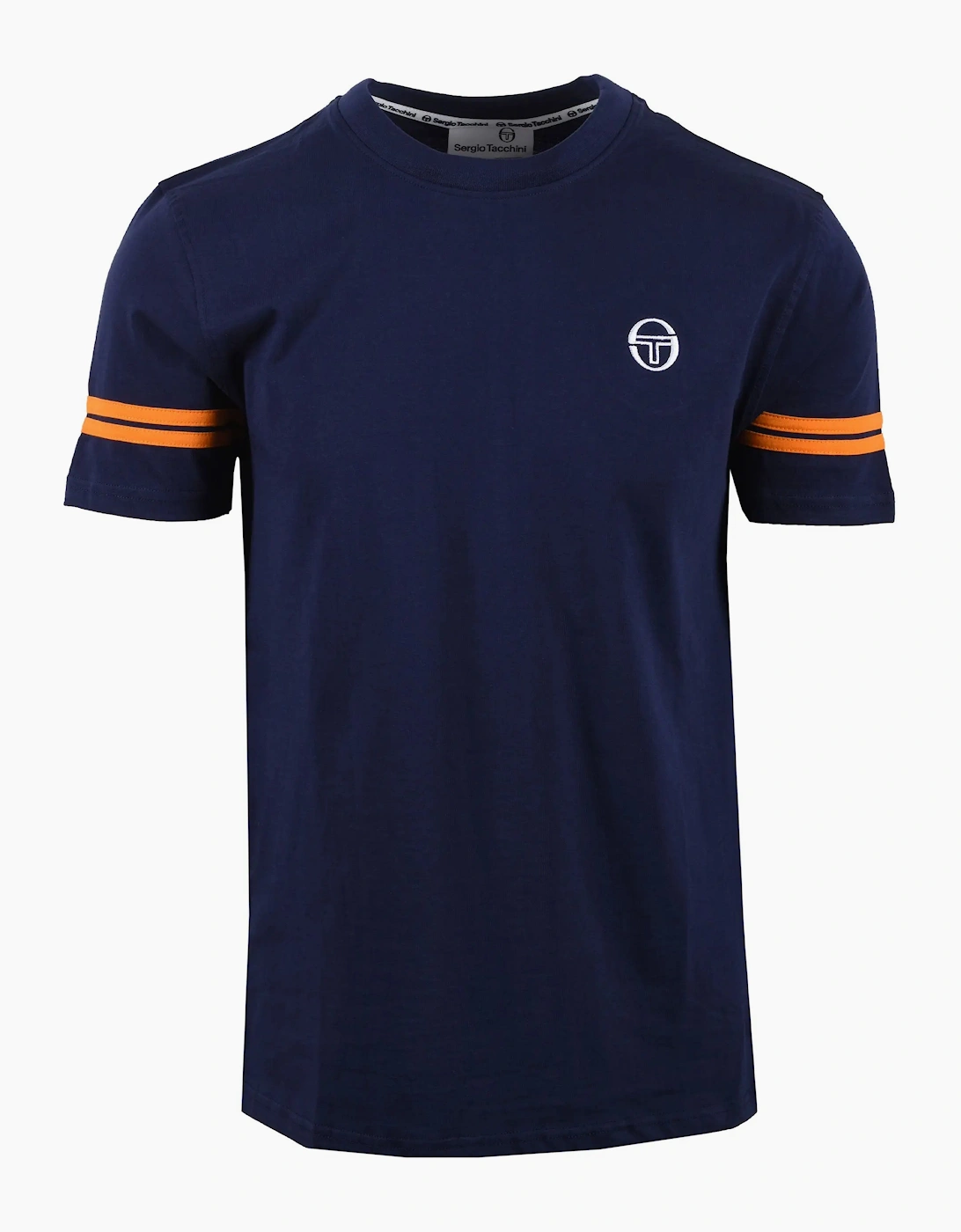 Men's SERGIO TACCHINI GRELLO CREW NECK T-SHIRT MARITIME BLUE/ORANGE PEPPER - Navy - Size: 42