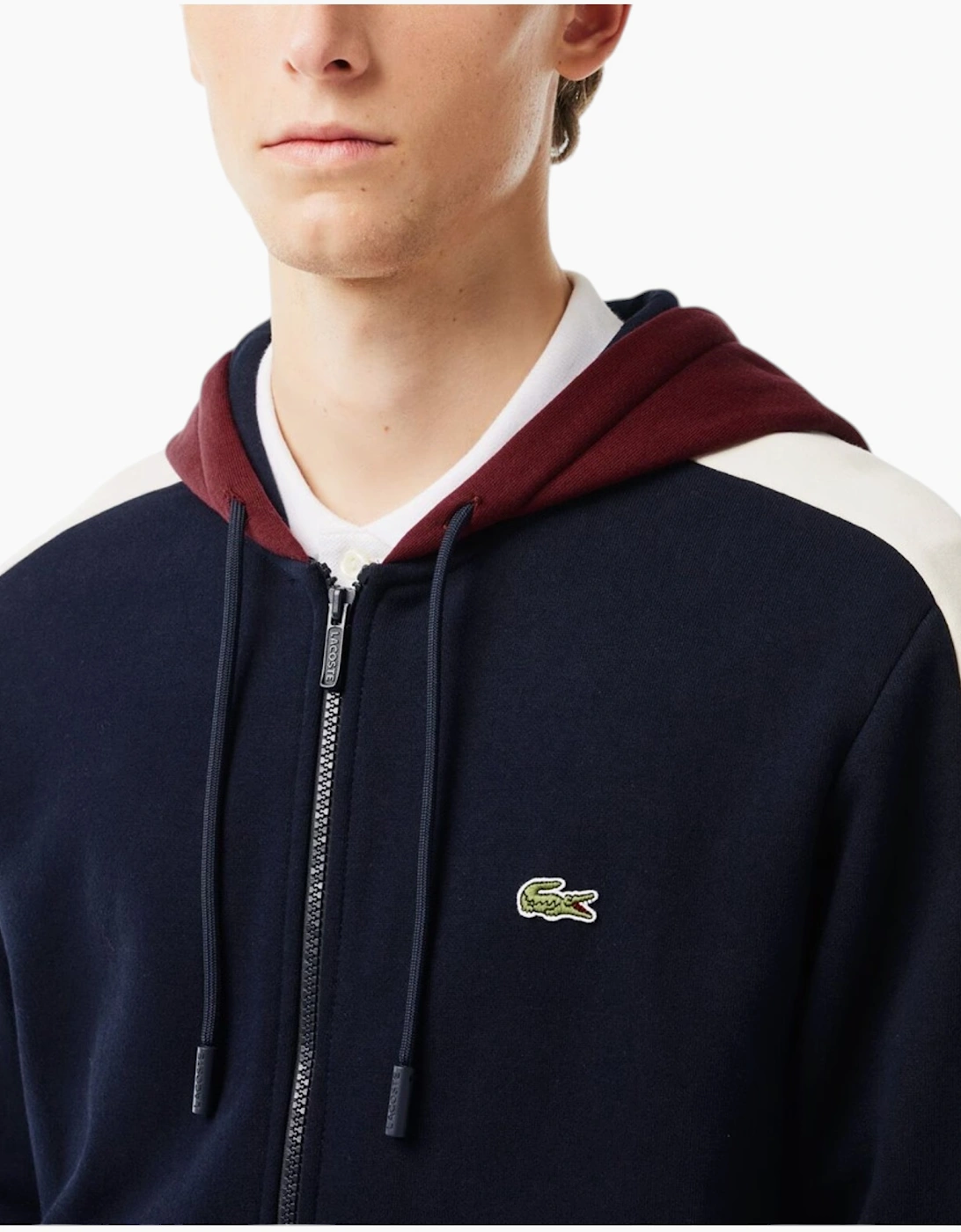 Lacoste Mens Fleece Hoodie Zip Up Casual Cotton Top