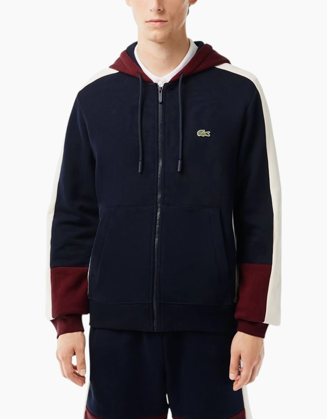Lacoste Mens Fleece Hoodie Zip Up Casual Cotton Top, 7 of 6