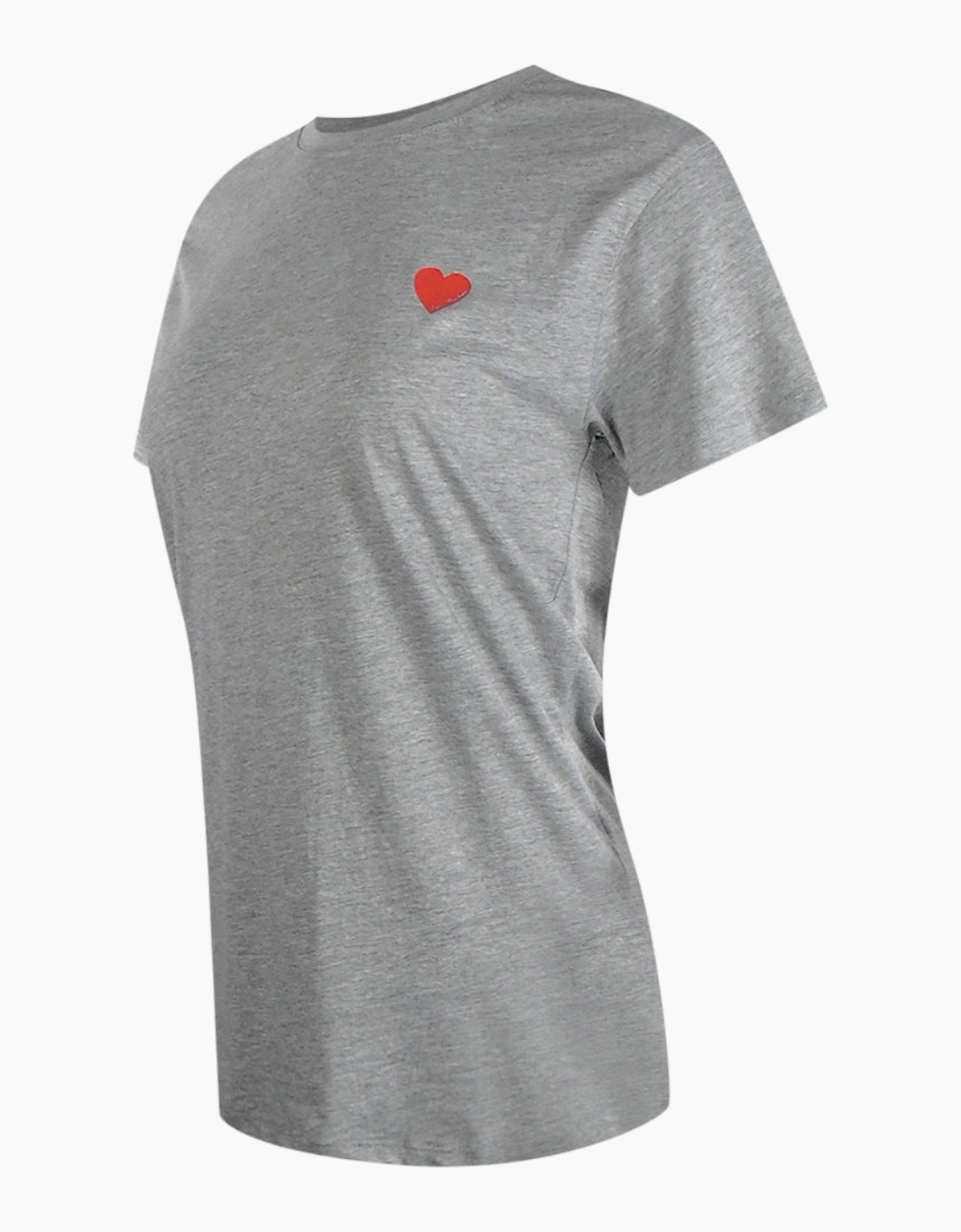Love Moschino Small Red Heart Logo Grey T-Shirt
