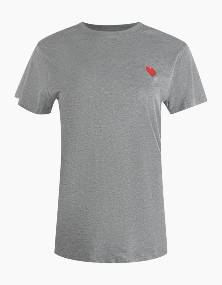 Love Moschino Small Red Heart Logo Grey T-Shirt