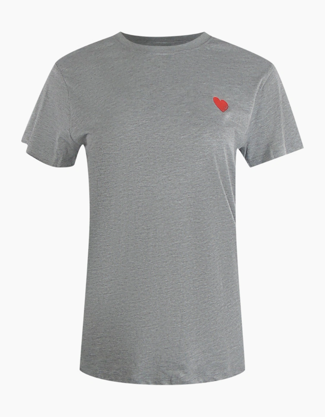 Love Moschino Small Red Heart Logo Grey T-Shirt