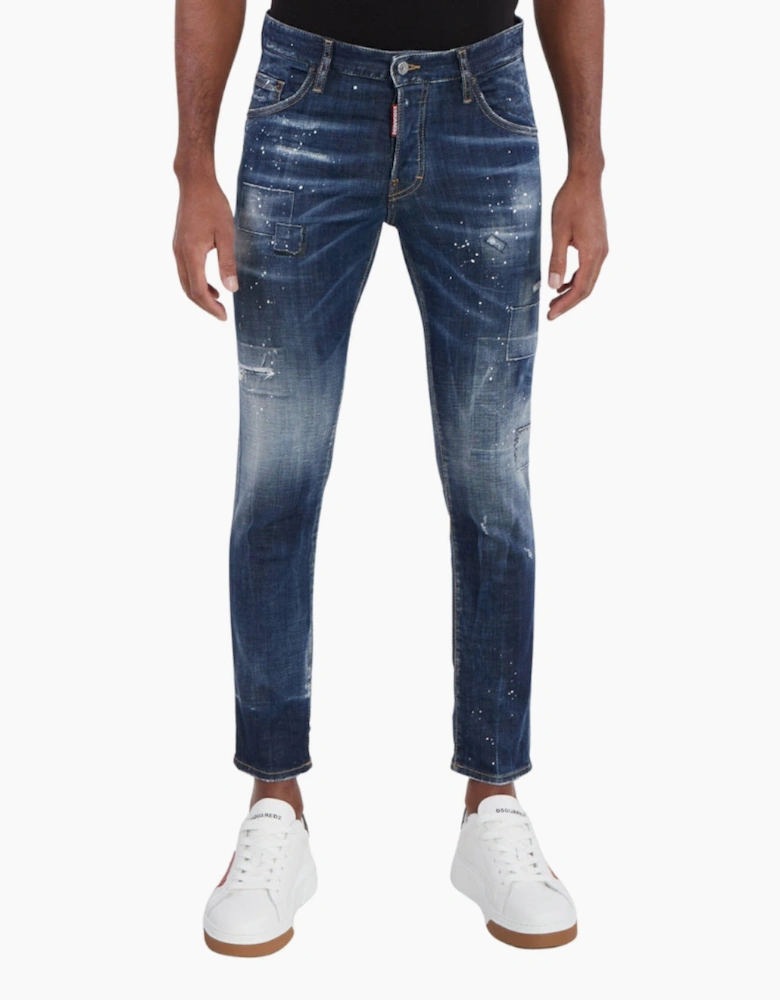 Dsquared2 Skater Jean Destroyed Reinforced Patch Blue Jeans