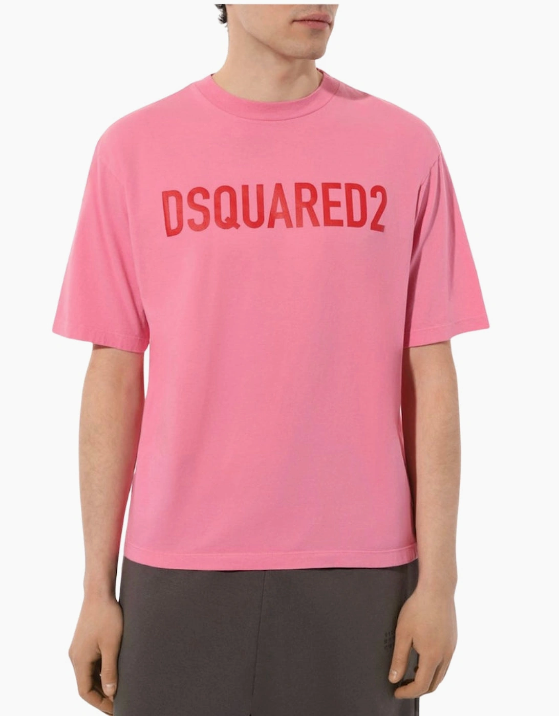 Dsquared2 Loose Fit Brand Logo Pink T-Shirt