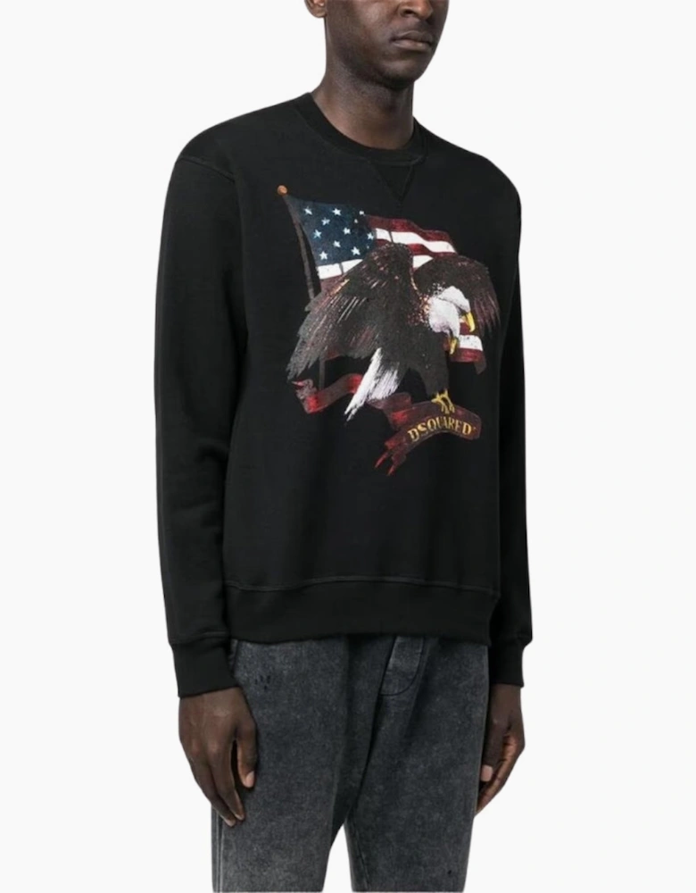 Dsquared2 American Eagle Motif Black Crew Neck Jumper