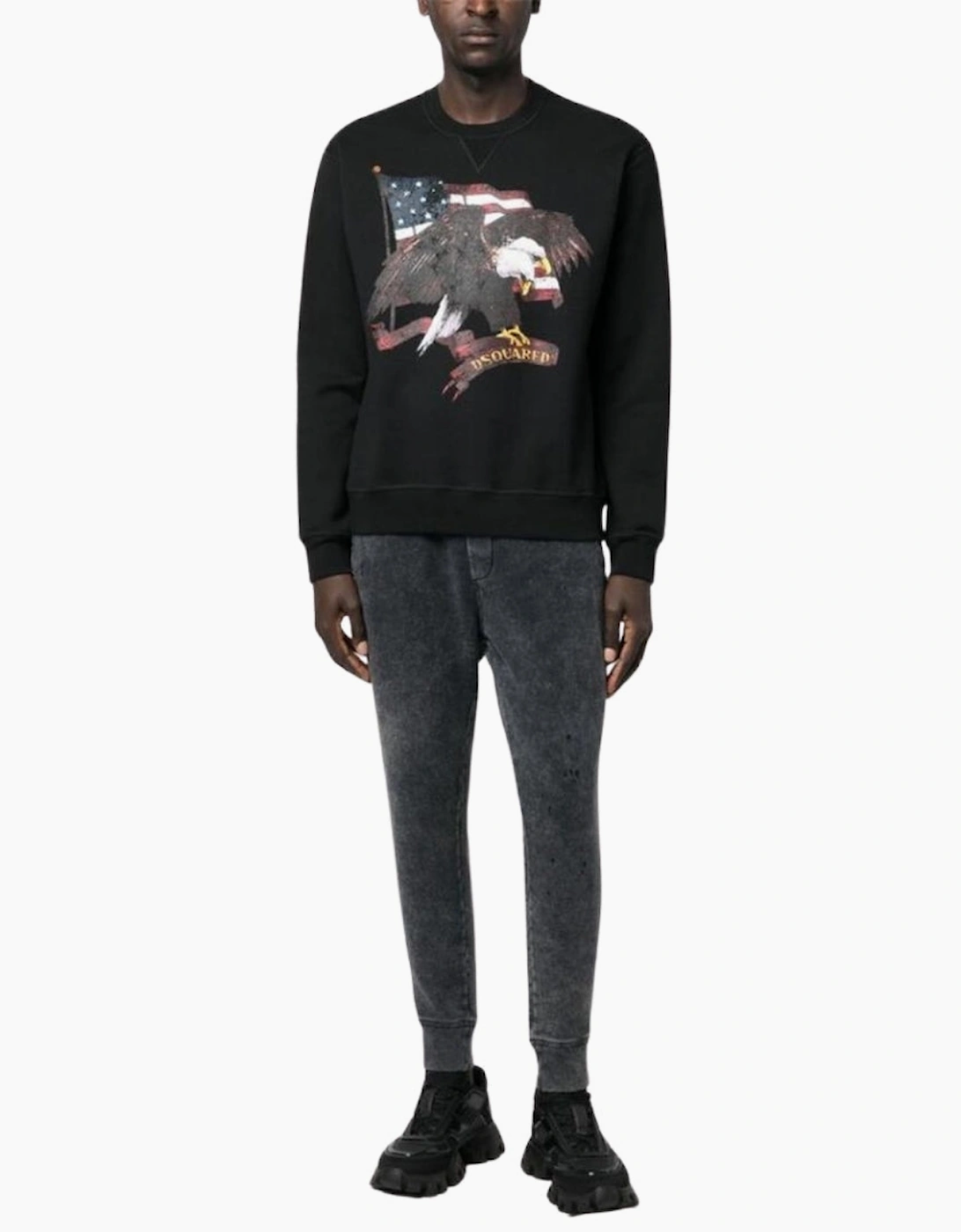 Dsquared2 American Eagle Motif Black Crew Neck Jumper