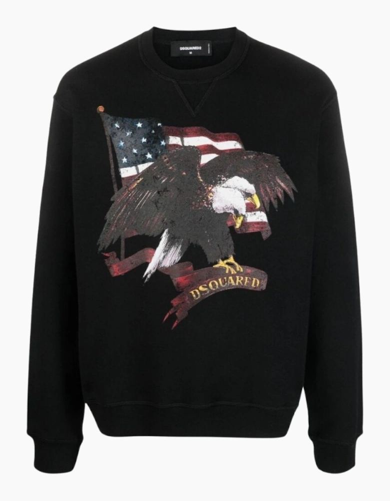 Dsquared2 American Eagle Motif Black Crew Neck Jumper