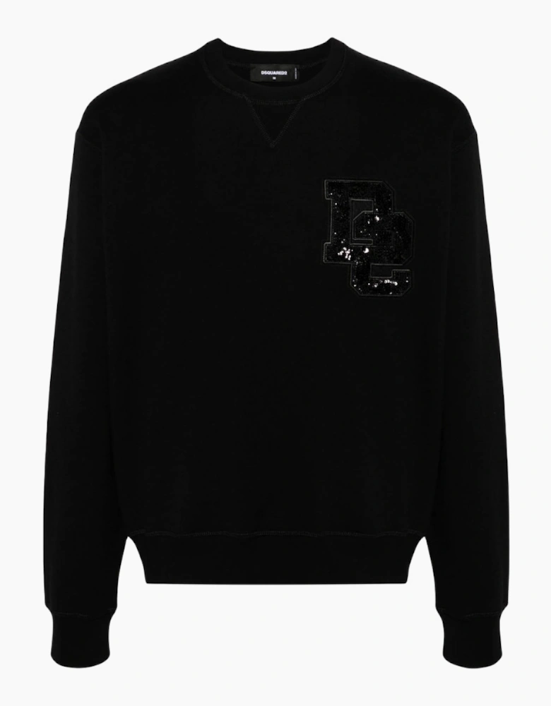 Dsquared2 D2 Sequin Logo Black Crew Neck Jumper