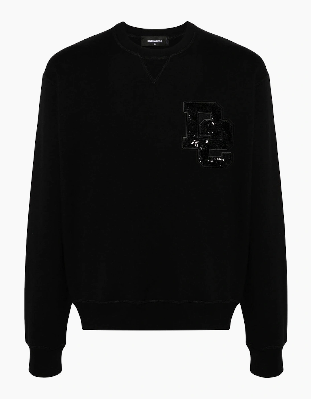 Dsquared2 D2 Sequin Logo Black Crew Neck Jumper