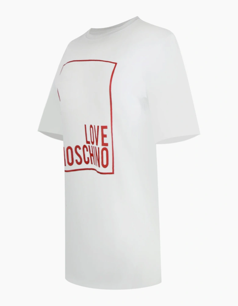 Love Moschino Large Box Logo Oversized White Mini T-Shirt Dess