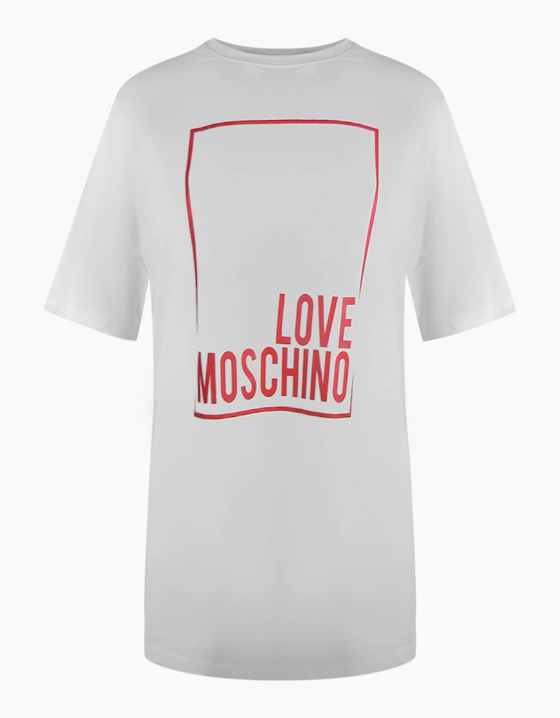 Love Moschino Large Box Logo Oversized White Mini T-Shirt Dess