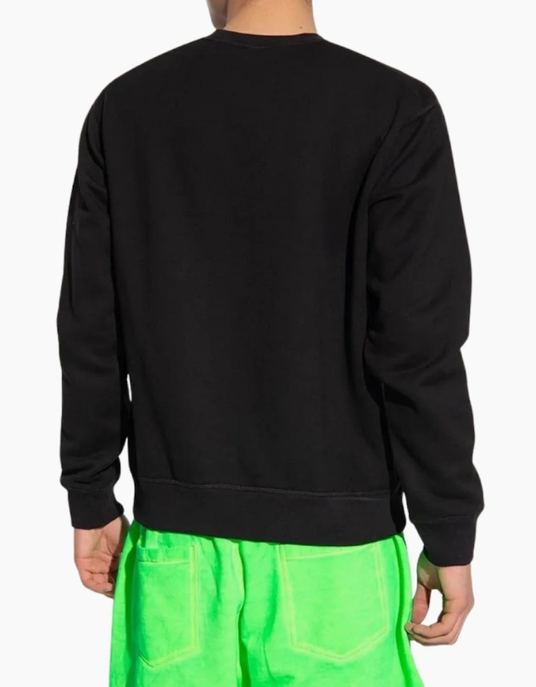 Dsquared2 Icon Blurred Lime Logo Crew Neck Black Jumper