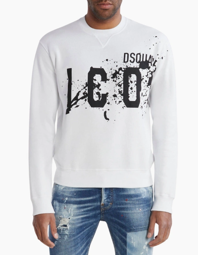 Dsquared2 Icon Splash Cool Fit Crew Neck White Sweatshirt
