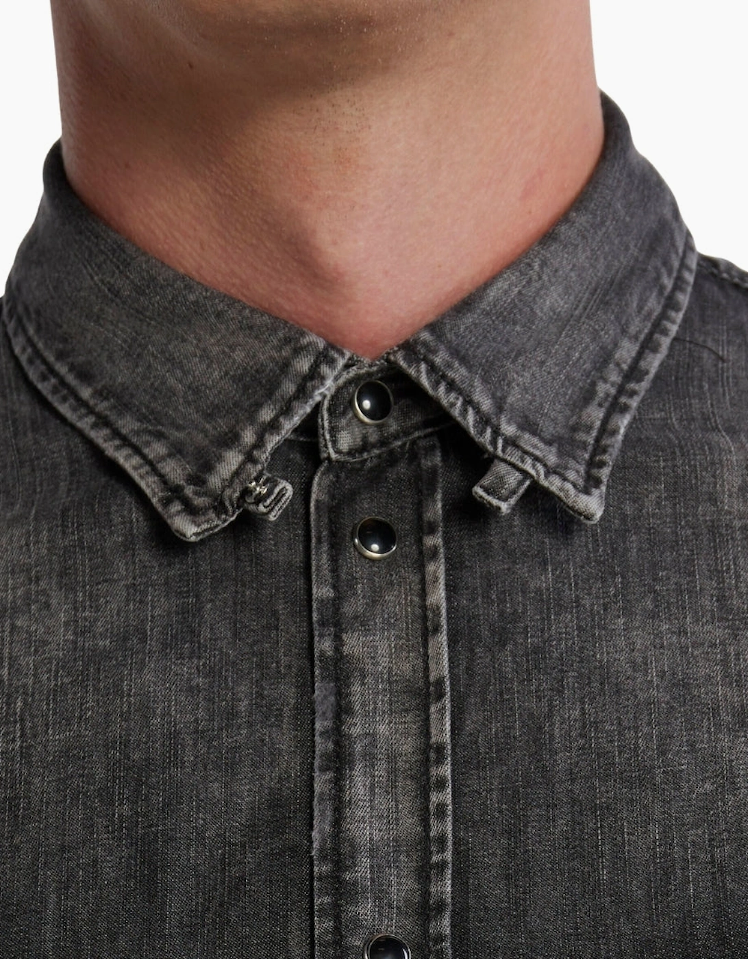 Dsquared2 Regular Fit Faded Black Denim Shirt