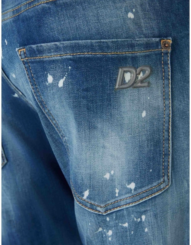 Dsquared2 Skater Jean Faded Bleached Splash Effect Blue Jeans