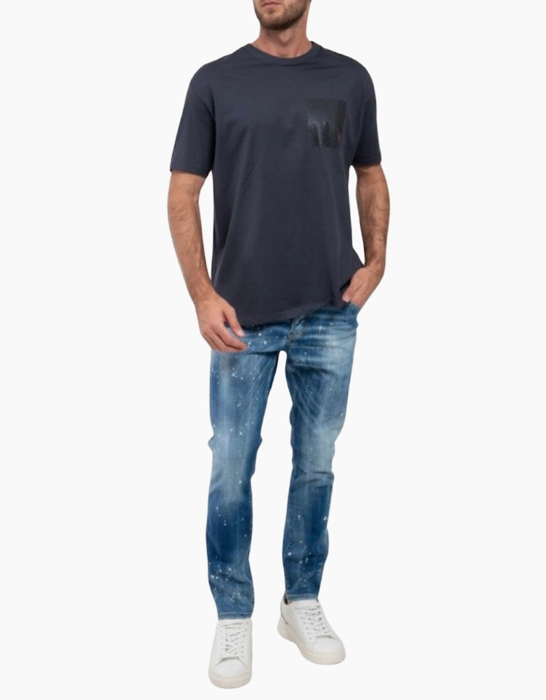 Dsquared2 Skater Jean Faded Bleached Splash Effect Blue Jeans