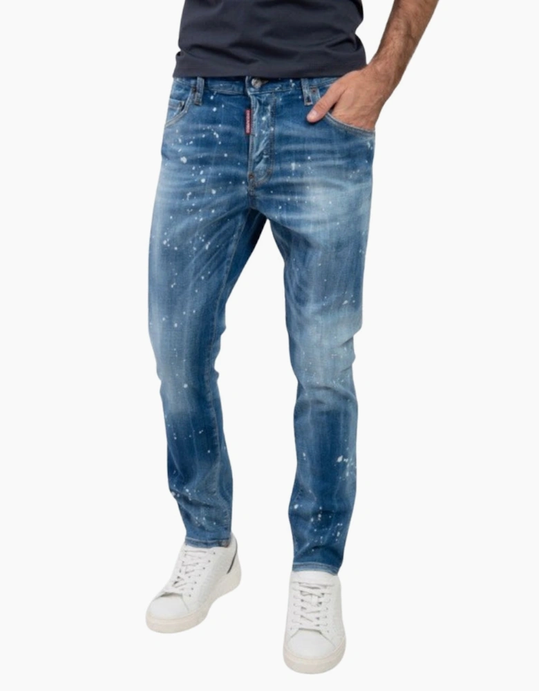 Dsquared2 Skater Jean Faded Bleached Splash Effect Blue Jeans