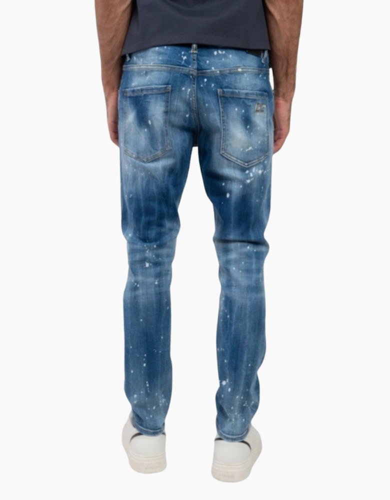 Dsquared2 Skater Jean Faded Bleached Splash Effect Blue Jeans