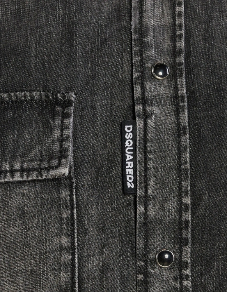 Dsquared2 Regular Fit Faded Black Denim Shirt