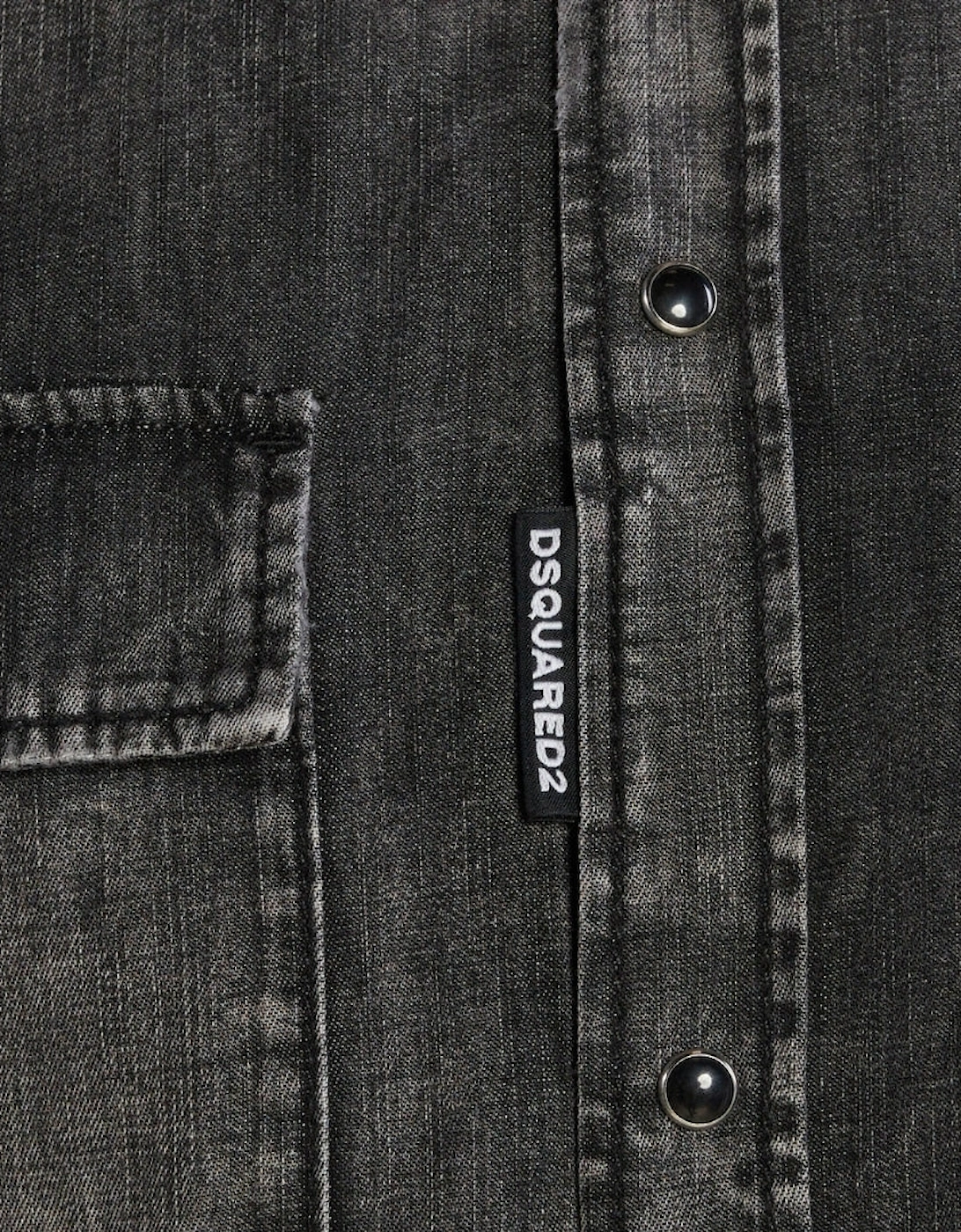 Dsquared2 Regular Fit Faded Black Denim Shirt