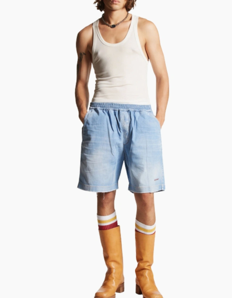 Dsquared2 Relaxed Fit Light Blue Denim Shorts