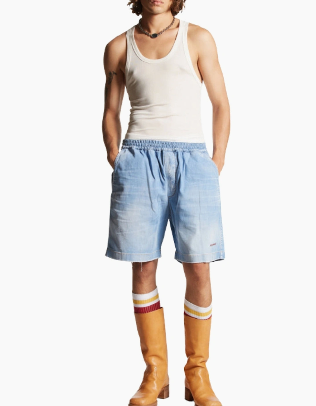 Dsquared2 Relaxed Fit Light Blue Denim Shorts