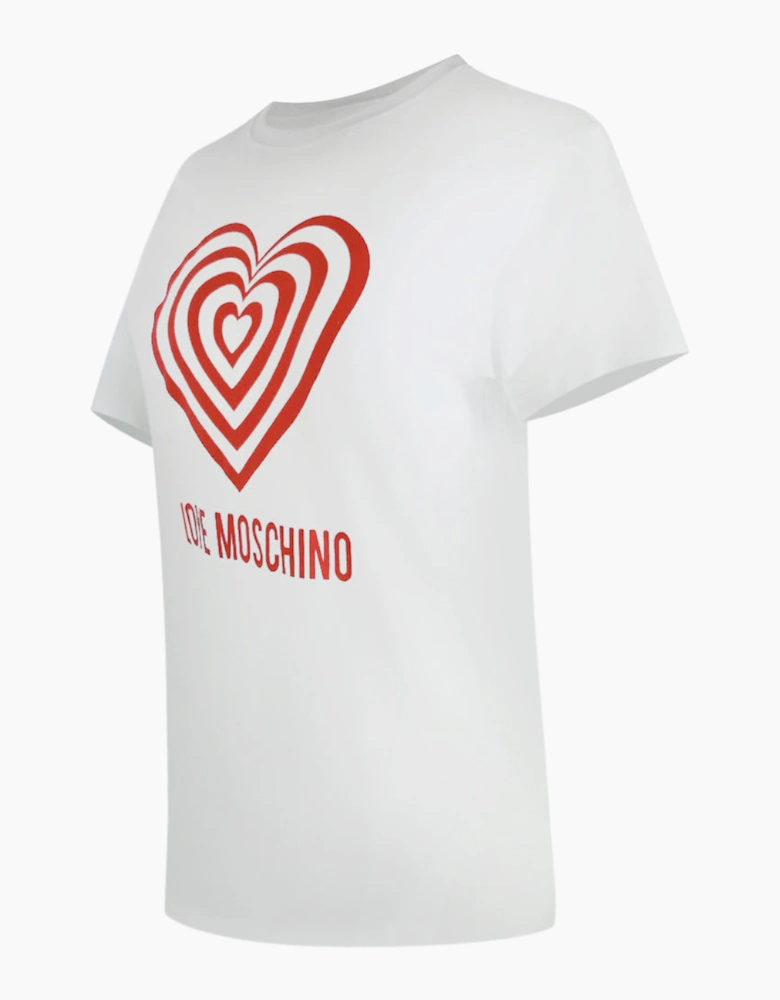 Love Moschino Hypno Heart Logo White T-Shirt