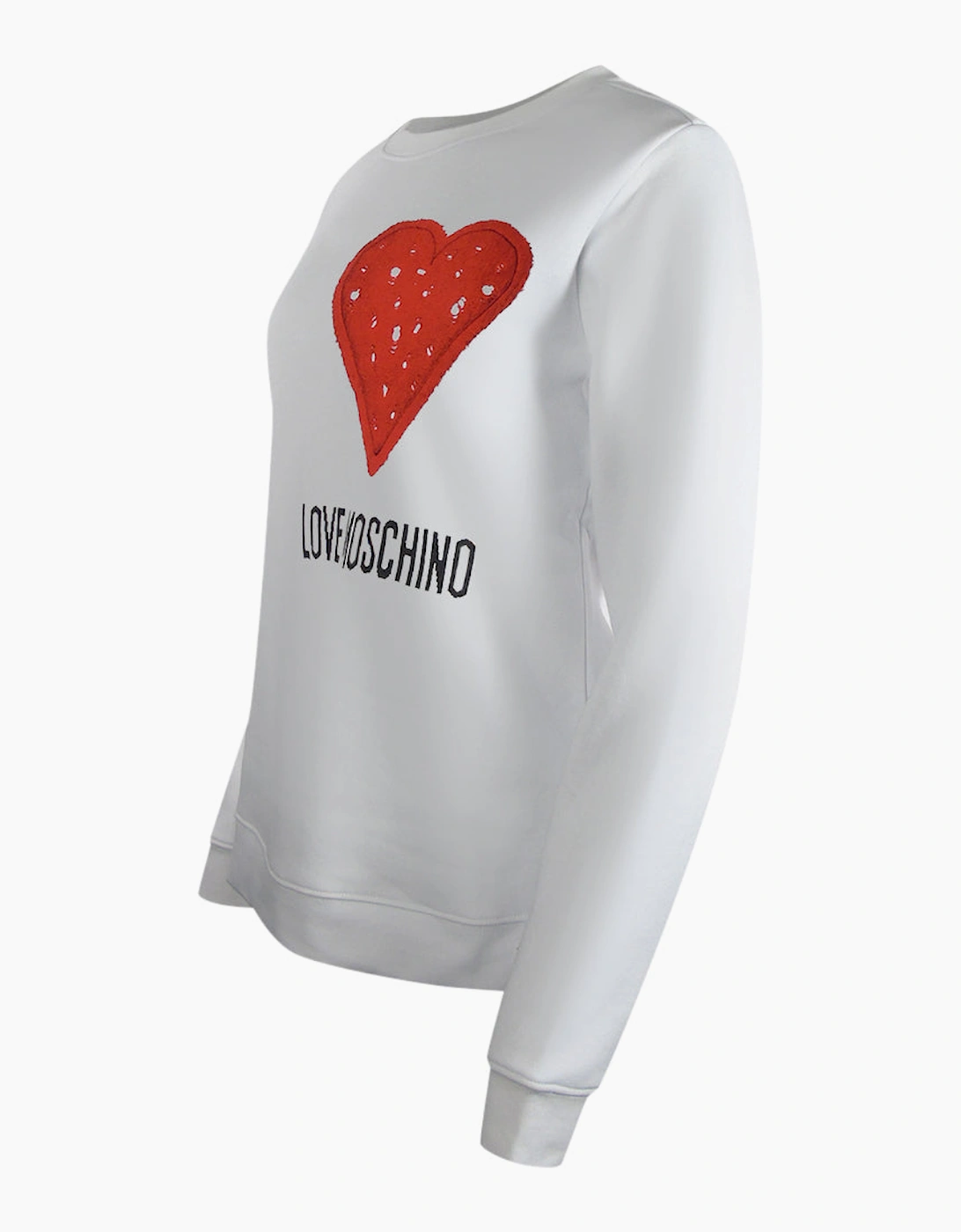 Love Moschino Large Bold Heart Logo White Sweatshirt