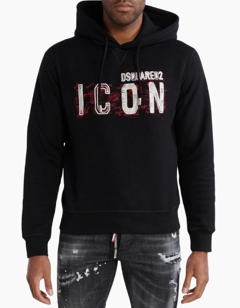 Dsquared2 Icon Scribble Logo Cool Fit Black Hoodie