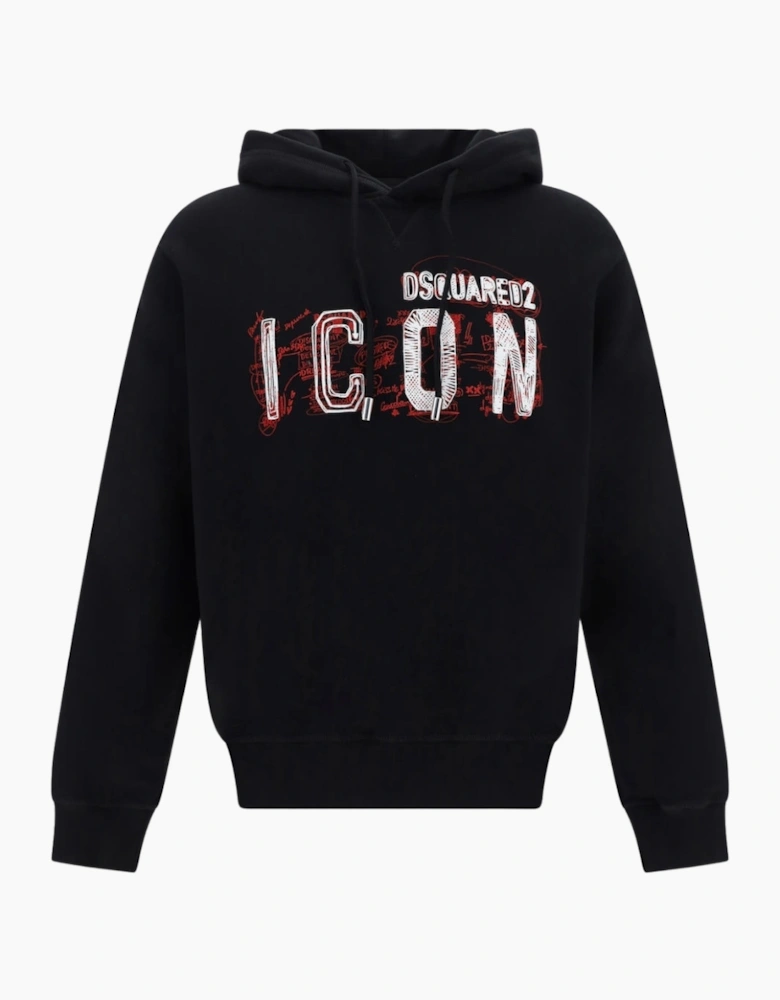 Dsquared2 Icon Scribble Logo Cool Fit Black Hoodie