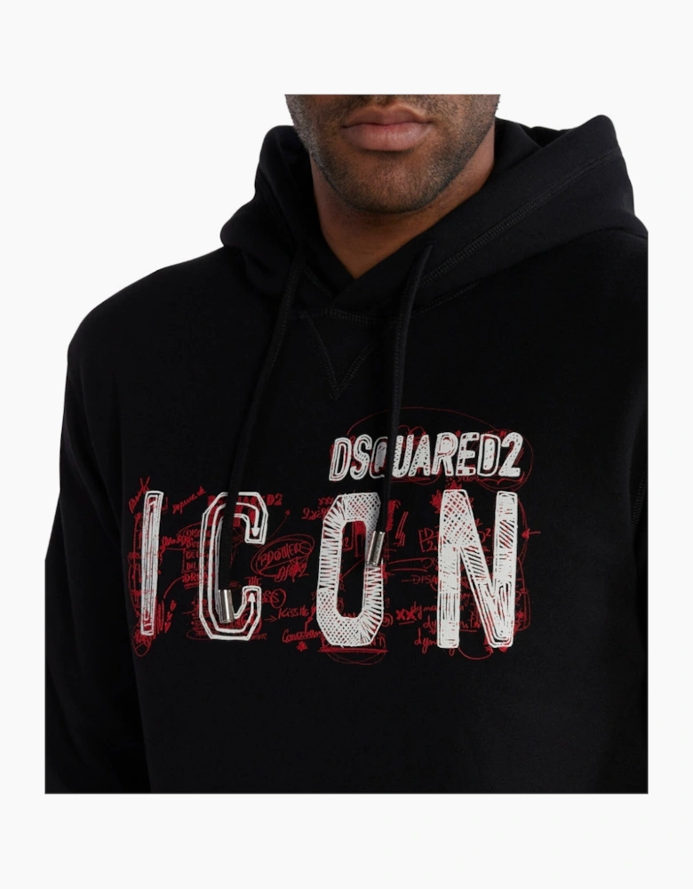 Dsquared2 Icon Scribble Logo Cool Fit Black Hoodie