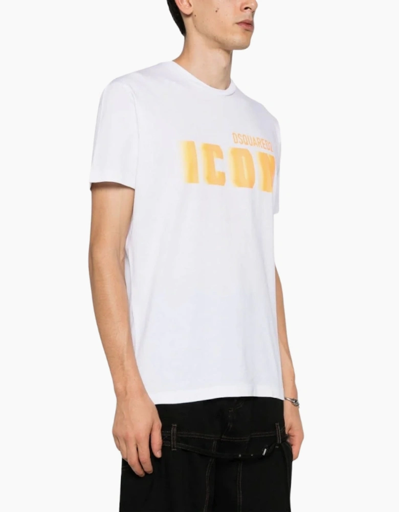 Dsquared2 Icon Yellow Blur Print White Loose Fit T-Shirt