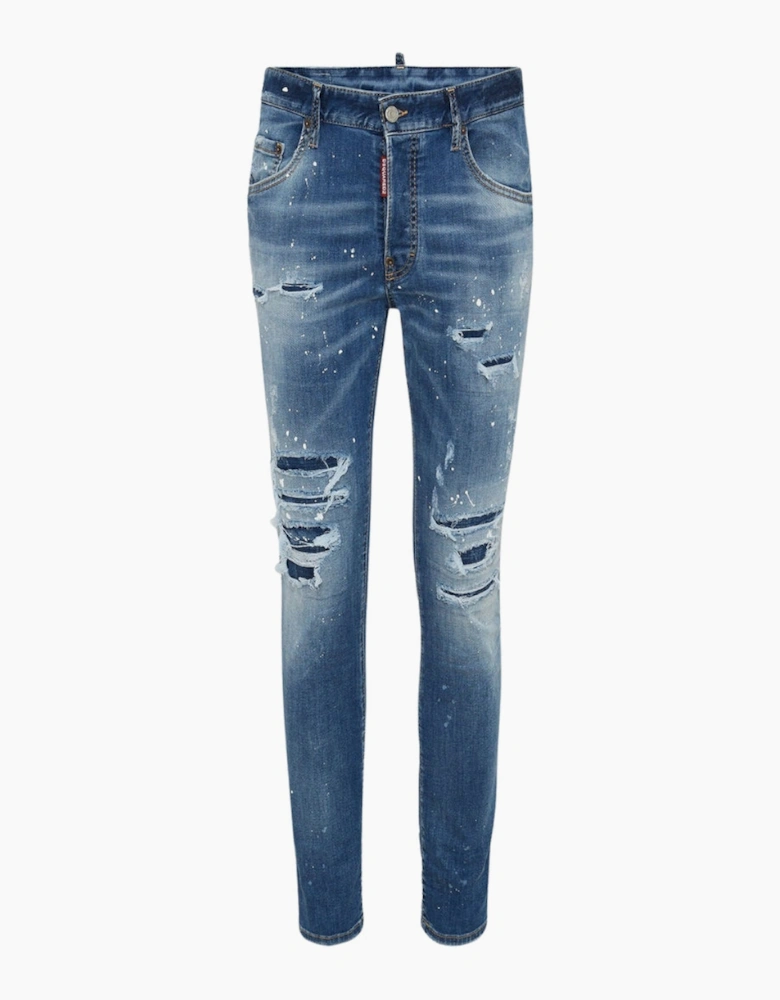 Dsquared2 Skater Jean Destroyed Paint Effect Blue Jeans