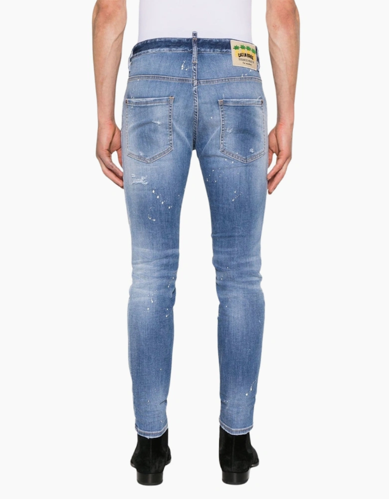 Dsquared2 Skater Jean Destroyed Paint Effect Blue Jeans