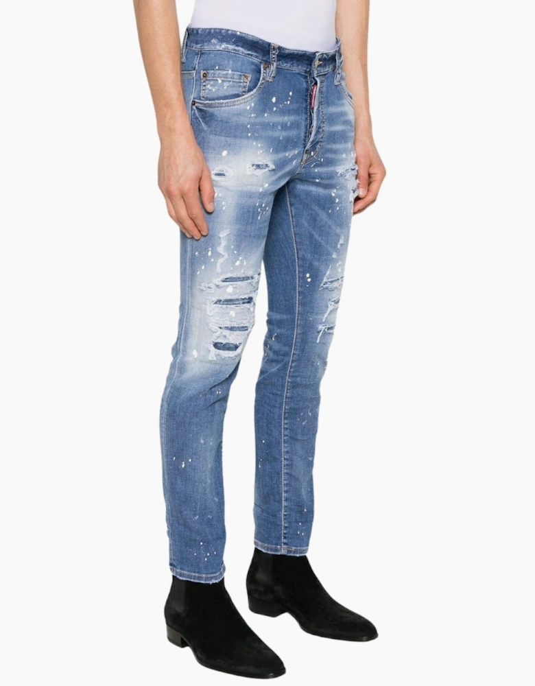 Dsquared2 Skater Jean Destroyed Paint Effect Blue Jeans