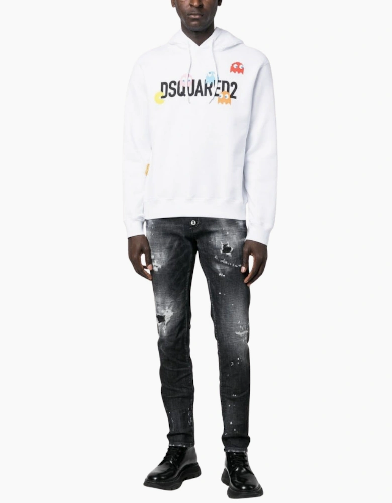 Dsquared2 Pac Man Cool Fit White Hoodie