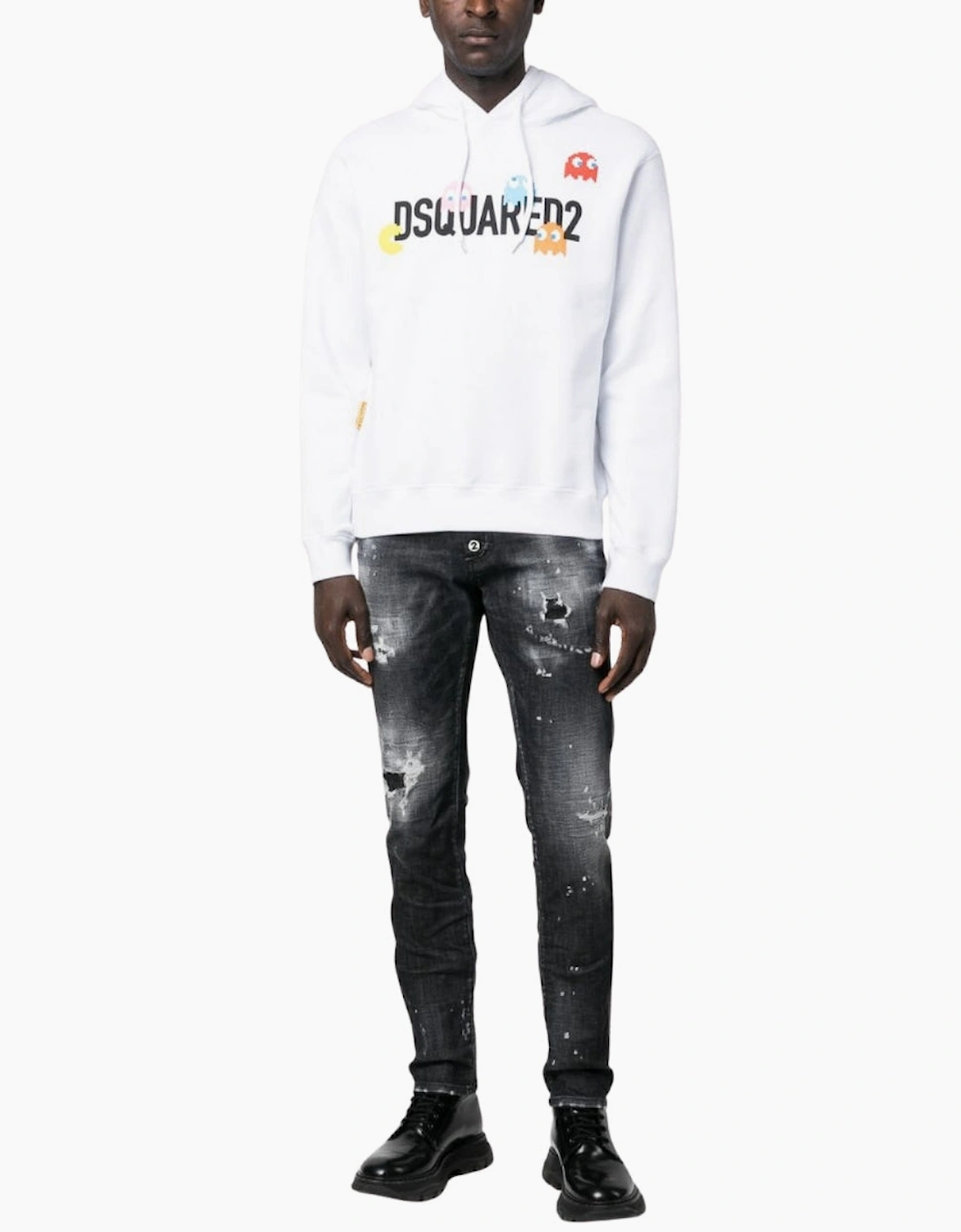 Dsquared2 Pac Man Cool Fit White Hoodie