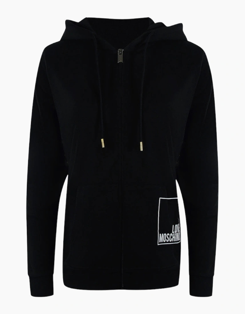 Love Moschino Small Box Logo Zip Black Hoodie