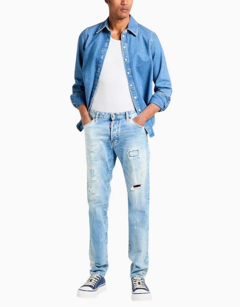 Dsquared2 Cool Guy Jean Destroyed Wash Light Blue Jeans